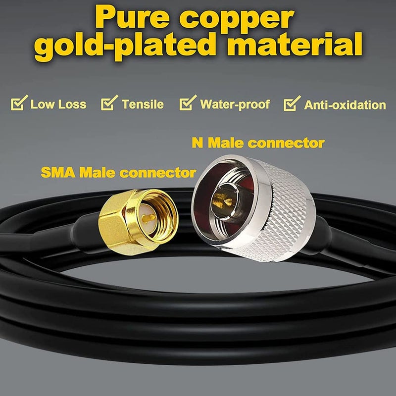 onelinkmore Low Loss RG58 N Male to SMA Male Antenna 10FT RF Coaxial Cable and Two-Way Radio Applications Pure Copper 50 ohm Cable for 3G/4G/5G/LTE/ADS-B/Ham/GPS/WiFi/RF Radio to Antenna - Image 3